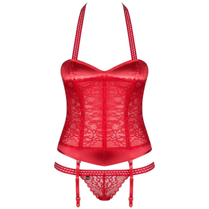 Flameria Corset y Tanga Rojo