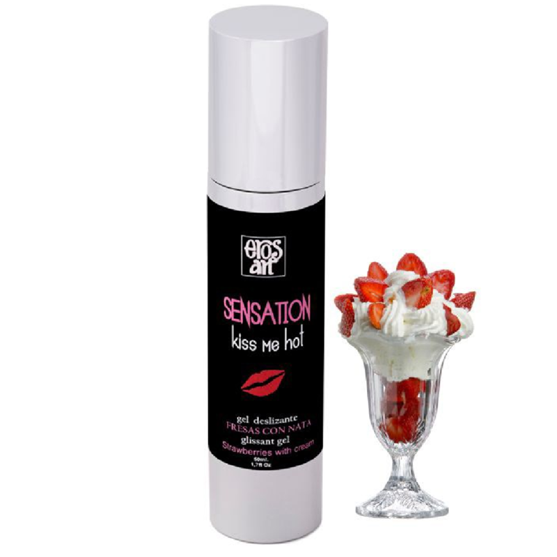 Lubricante Natural Kiss Me Hot Fresas con Nata 50 ml