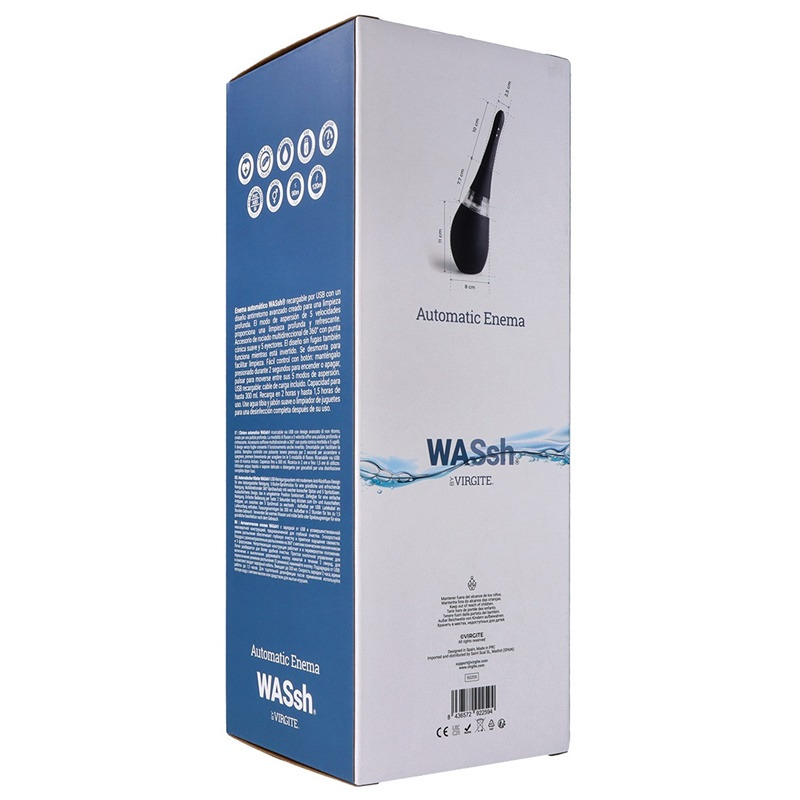 Enema Limpieza Anal Negra USB 300 ml