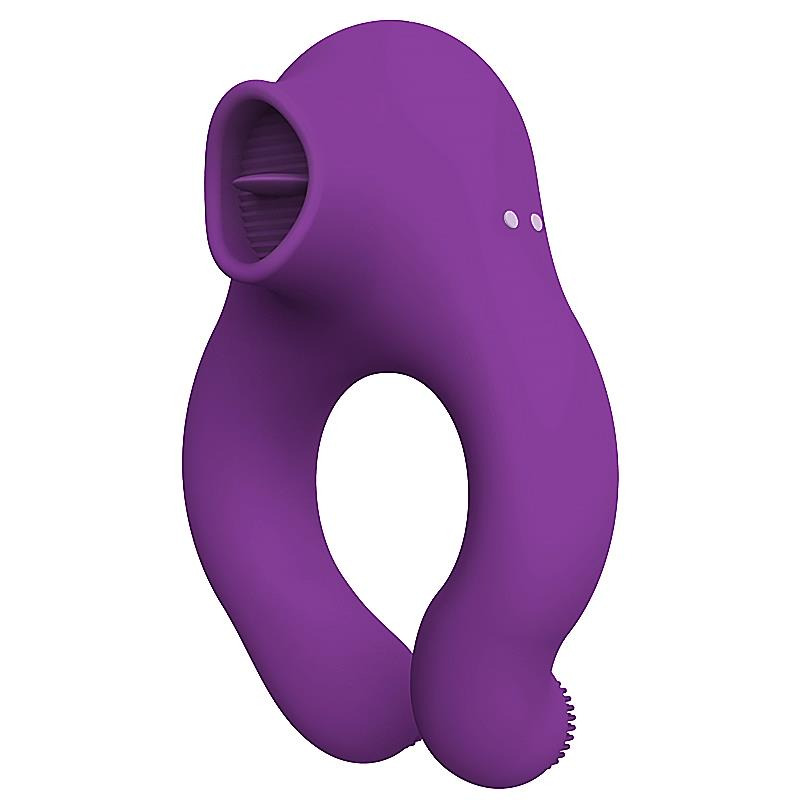 Fenda Anillo Vibrador con Lengua Estimulador y Control Remoto