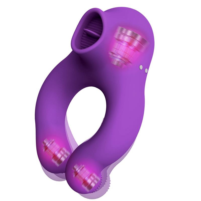 Fenda Anillo Vibrador con Lengua Estimulador y Control Remoto