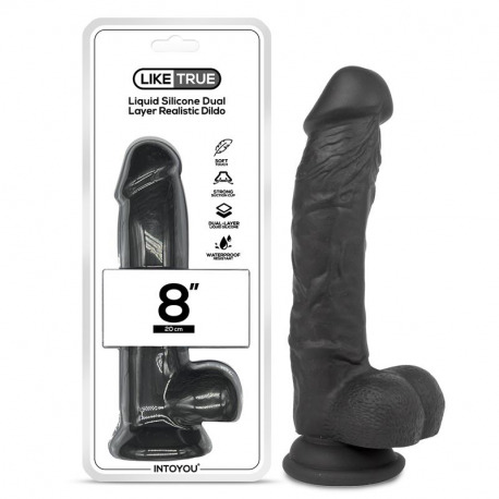 Dildo Realista Dual Layer 8 Negra