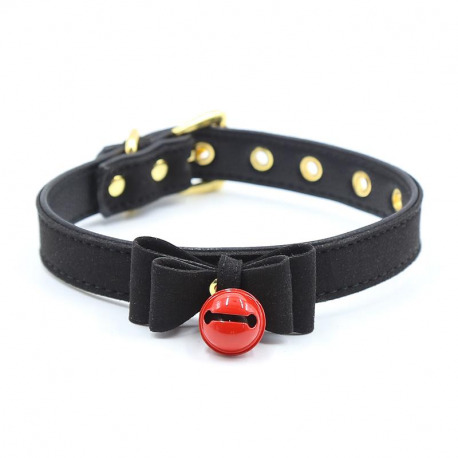 Collar con Lazo y Cascabel Negro/Rojo