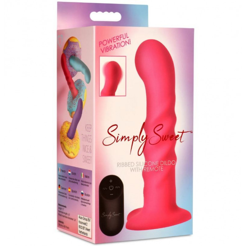 Vibrador Rosa Estriado con Mando