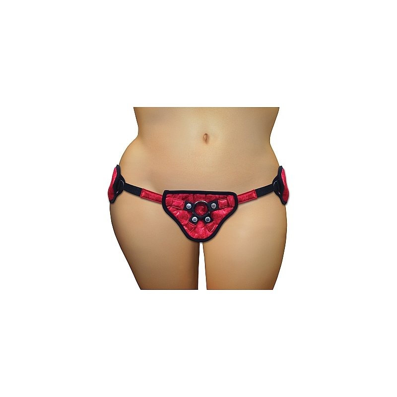 Sportsheets Arnés Satinado con Corsett Strap-On Rojo Plus Size