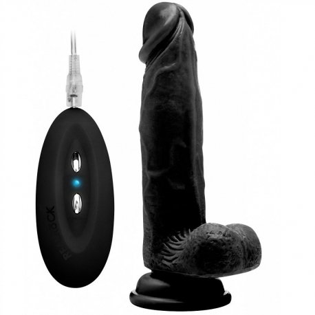 Real Rock Pene Vibrador con Escroto 20 cm Negro