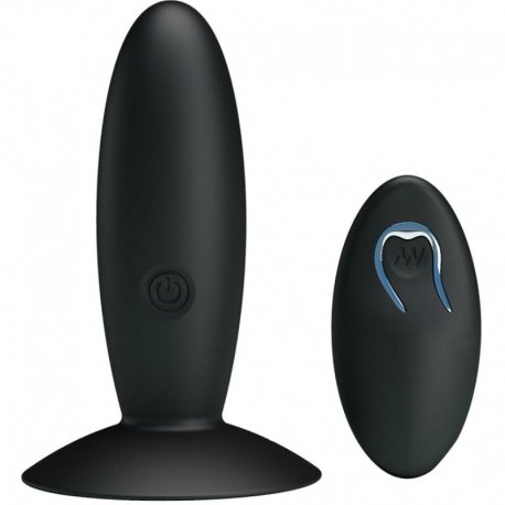 Bottom Plug Anal Recargable con Vibración y Mando Negro